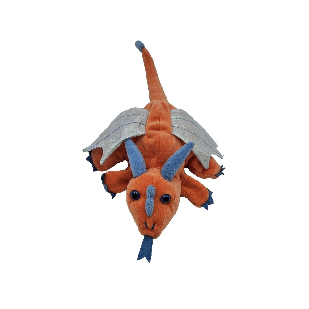 Caltoy Orange Blue‎ Dragon Plush Hand Puppet 12" Fantasy Toy Silver Wings